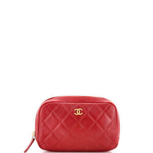 Chanel Small Curvy Cosmetic Pouch Quilted Lambskin